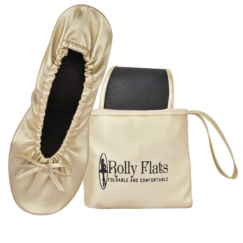 Rolly Flats Women's Foldable Flats â€“ Portable Ballet Slippers Shoes for Travel, Wedding â€“ Fits in Purse (M, Champagne Gold) - Image 1